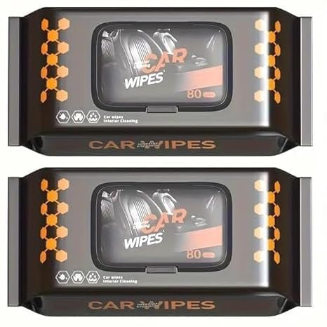 Car Interior Cleaning Wet Tissue Paper 160 Pcs, Car Seat Window Cleaning Disposable Wipes for Car Care, Auto Car Dashboard Glass Leather Steering Cleaner Wipes for Cleaning (2 Pack)