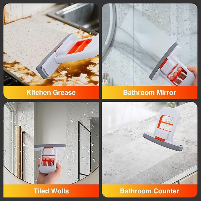 Mini Foldable Sponge Mop, Self-Squeeze Desktop Mop for Small Spaces, Wet & Dry Portable Cleaning Tool for Kitchen Countertops, Bathroom Sink, Glass, Car, RV, Dorm Room